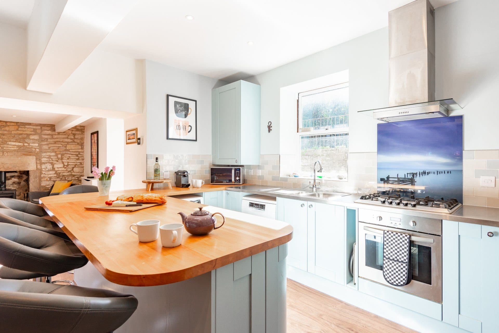 Open-plan downstairs at Polly's Folly, Swanage